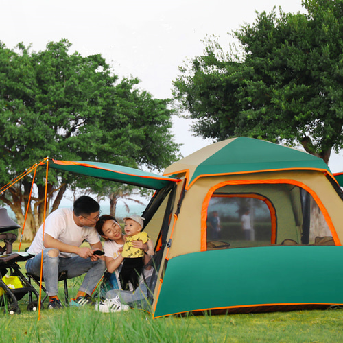 텐트 야외 3-4 사람들이 완전 자동 속도 열기 2 인용 야생 캠핑 가족자가 운전 무료 건설 두꺼운 비 썬 스크린