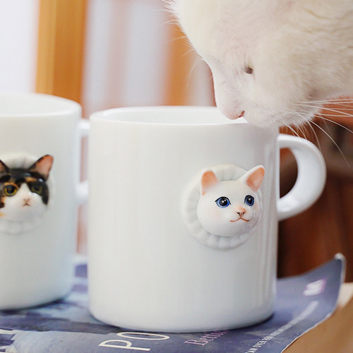 삼천 도사 크리에이티브 세라믹 머그 맞춤형 가정용 커피 잔 귀여운 고양이 커플 인스 컵
