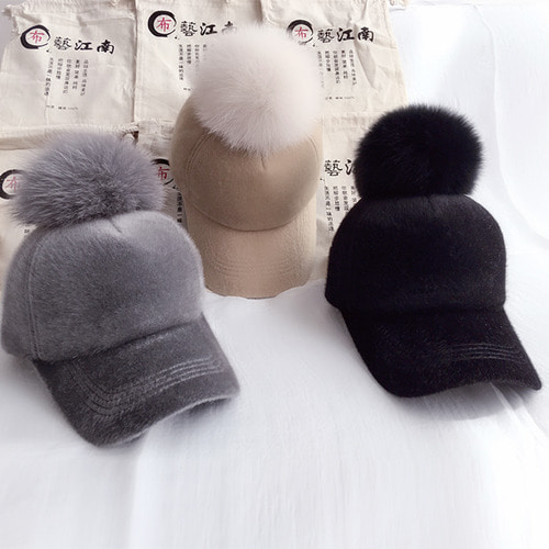 모자 여 가을 겨울 폭스 털 야구 모자 한국판 기모 겨울 패션 스냅백