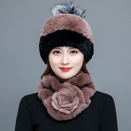 달토끼털모자 여성 가을겨울 엄마 중 노인 모피 모자 겨울엔 풍성한 한국판 패션