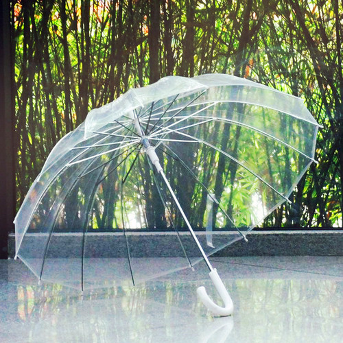 큐컷 16골 남녀 빈티지 투명우산 긴자루 투명우산 자동광고우산