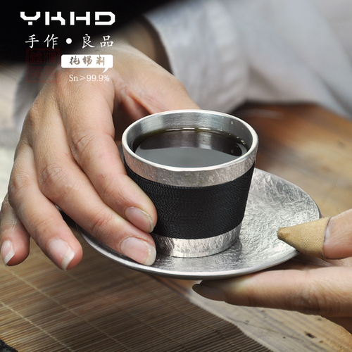 YKHD 핸드메이드 999 순석 쿵후 찻잔 주석컵 작은 찻잔 60ml 작은 컵 손으로 주석 컵 만들기