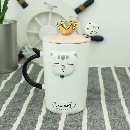 커플 컵 한 쌍의 창조적인 도자기 귀여운 캐릭터 고양이 물컵 생일 선물 규밀 사무실 물컵