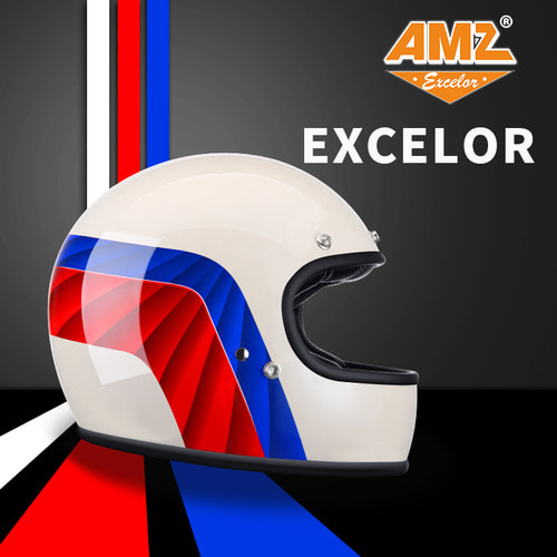 AMZ 오토바이 전모 남성 캐릭터 쿠하레 기관차 사계절용 빈티지 헬멧 올오버 헬멧