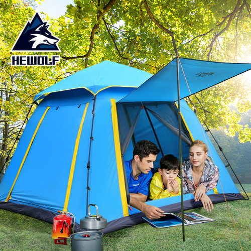 텐트 야외 34인 전자동 2인용 야외 커플 캠핑 가족 캠핑 2실 1홀 방비 두껍게