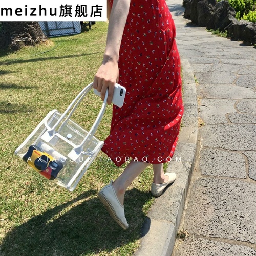 해변 바캉스 비치 투명 가방 여자 여름 신상 한국형 휴대용 젤리 가방