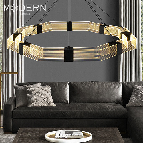 MODERN[도광 LED] 심플 아이덴티티 샹들리에 거실 레스토랑 침실 현대 라이트 북유럽 아이디어