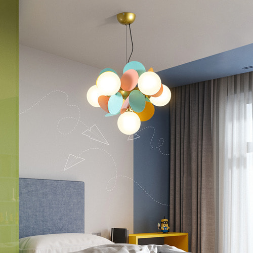 1칸 거실 샹들리에 북유럽 램프 개성적이고 창의적인 침실 어린이 방 램프 마카롱 네트 빨간 ins 방