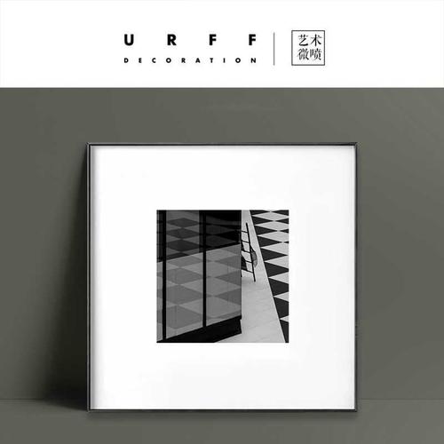 URFF DECO 전시식 예술 미세분사 흑백사진 복고 6연화 장식 거실 걸개그림