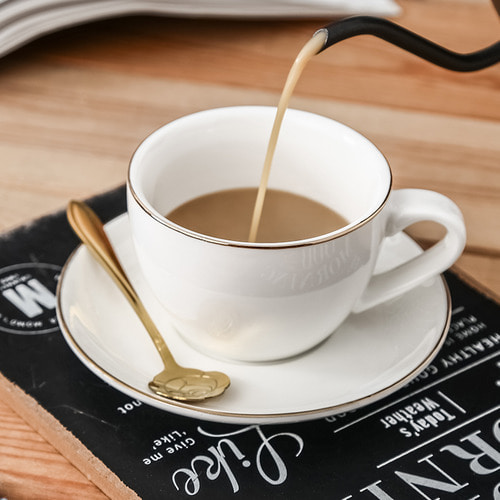 유럽식 럭셔리 골드 베젤 커피잔 세트 도자기 심플 홈 골드 커피 기구 머그컵