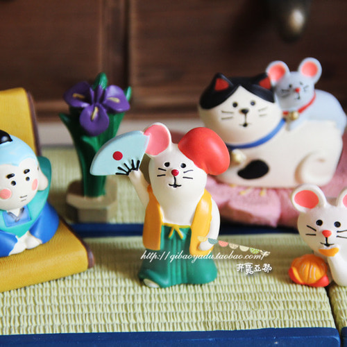 일식을 치유 수지 고양이가 쥐 Decole Zakka 미니 장면 시리즈 촬영 소품 장식품. 생일 케이크