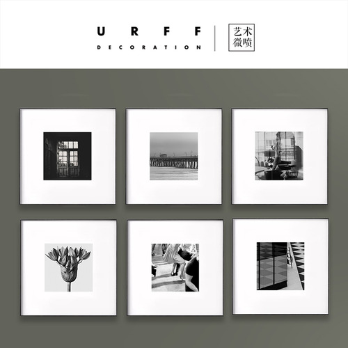 URFF DECO 전시클래스 예술 미세분사 흑백사진 레트로 6연화 인테리어 거실 걸개그림