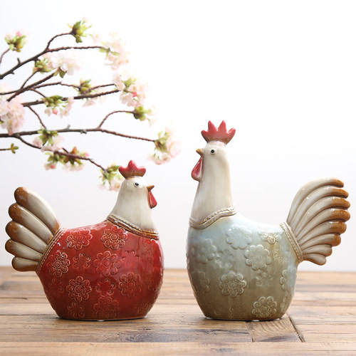 자크카 잡화 유럽식 컨트리 도자기 대 닭 홈장식 도자기 공예품 소품
