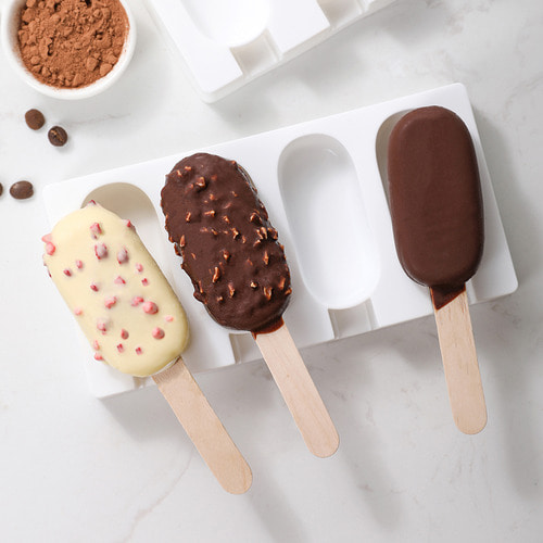 정설기 몰드와 아이스크림 콘 냉음봉으로 만든 어린이 아이스크림 갈이 실리콘 세트