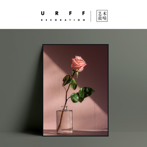 URFF DECO 아트웍 노르딕 핑크 로즈 메탈릭 액자 장식 걸개그림