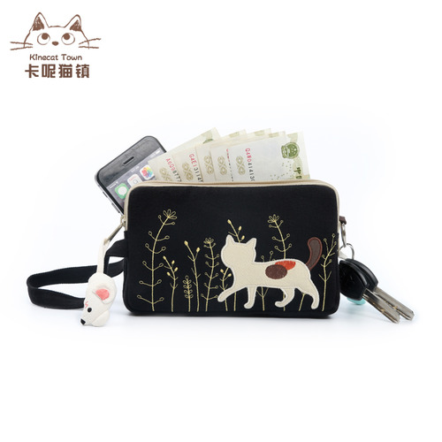 KINECAT KINE Cat Mori Girl Huawei Apple 8P 휴대폰 가방 지갑 여름 신선한 손 잡고 여성 가방 데이 시리즈