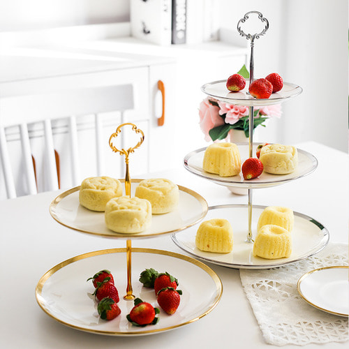 유럽식 크리에이티브 세라믹 3단 케이크 딤섬집 거실 과일 시럽 웨딩 디저트 데스크