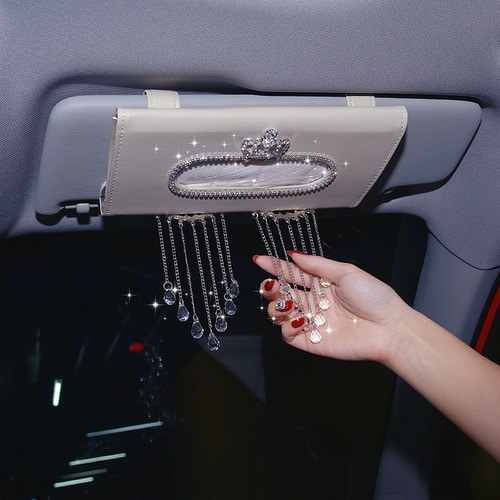 자동차 티슈 박스 네트 레드 카와 창의적인 귀여운 라인 돌 펌핑 박스 선 바이저 매달아 자동차 장식 용품 여성