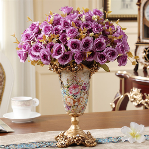 크리 에이 티브 레트로 수지 유럽 꽃병 장식품 홈 장식 거실 테이블 꽃 꽃 바탕 화면