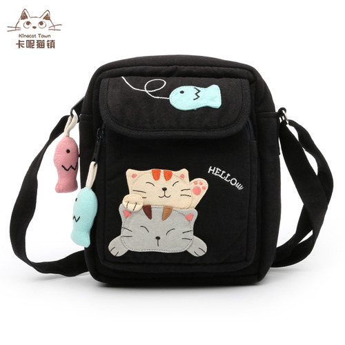 KINECAT KINE 고양이 귀여운 스택 고양이 만화 휴대 전화 가방 마이크로 단일 디지털 카메라 가방 작은 메신저 가방 여성