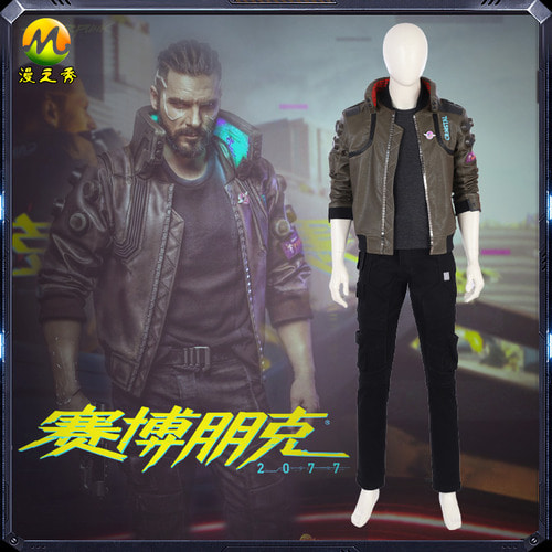 코믹 쇼 게임 Cyberpunk 2077 Men s Cos Suit with 년식 자켓 Cosplay Clothes Suit Customization