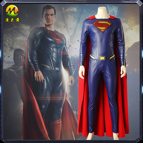 Comic Show DC Justice League Superman Clark 코스프레 풀 세트 점프 슈트 망토 신발 cos clothing