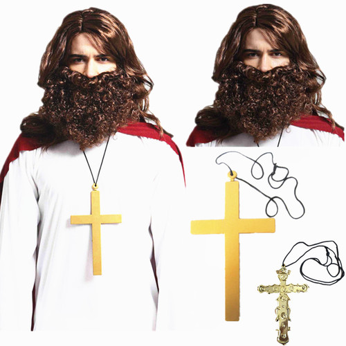 할로윈 소품 Christian Prop Cross 크리스마스 카니발 플라스틱 목걸이 Jesus Wig Cross
