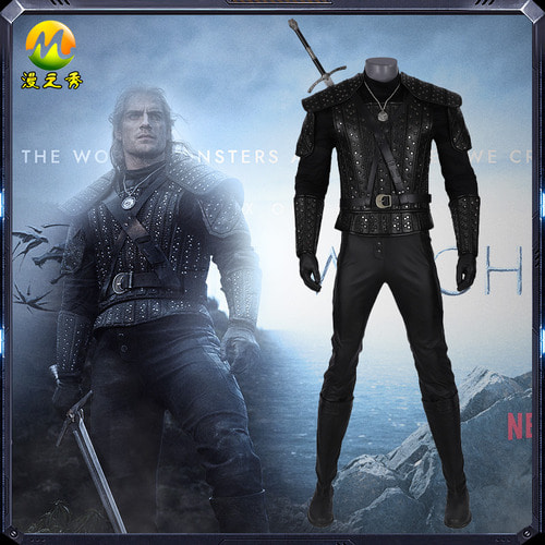 Manzhixiu Demon Hunter Geralt cos suit Witcher 시리즈 화이트 울프 갑옷 코스프레 풀 세트