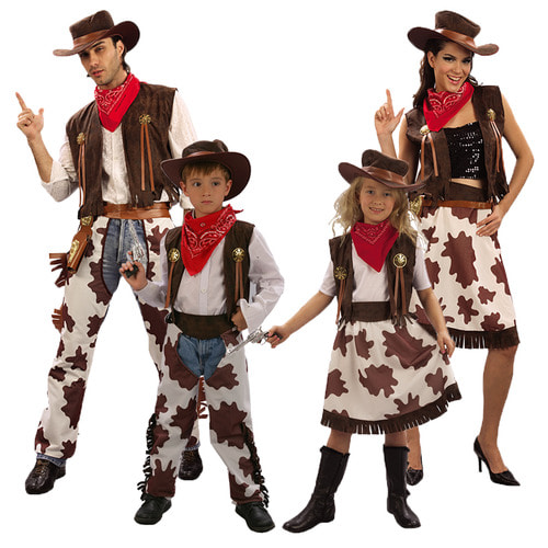 할로윈 코스프레 성인 어린이 남녀 서양 카우보이 스타일 옷 부모-자식 학교 파티 의상