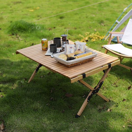 야외 휴대용 피크닉 테이블 캠핑 에그 롤 테이블 투어 원목 피크닉 접이식 테이블