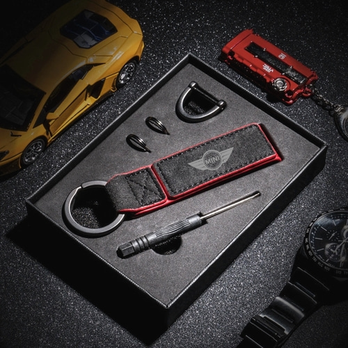 미니 미니 JCW 멋진 자동차 키 체인 스웨이드 모피 키 체인 열쇠 고리 펜던트 분실 방지 열쇠 고리