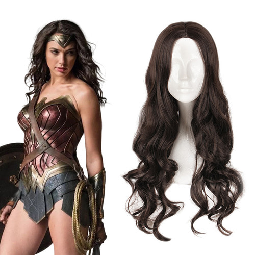Comic Show Batman vs. Superman Justice Dawn Wonder Woman Natural 블랙 롱 Curly Hair COS Fake 디스커버리 상품