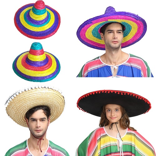 크리스마스 할로윈 연간 파티 댄스 파티 코스프레 멕시코 옷 컬러 밀짚 모자 의상 모자