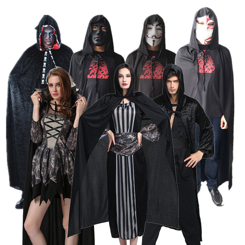 할로윈 망토 cos show adult magic cloak red and black horror death vampire witch black cloak