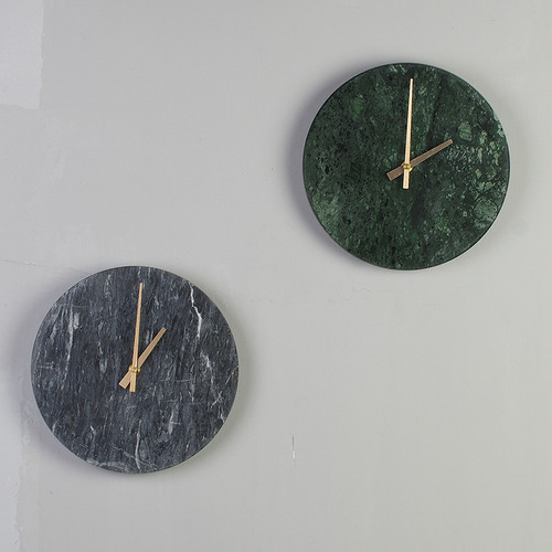 북유럽 스타일 천연 대리석 벽시계 미니멀리스트 홈 벽시계 간단한 크리 에이 티브 시계 장식 장식품