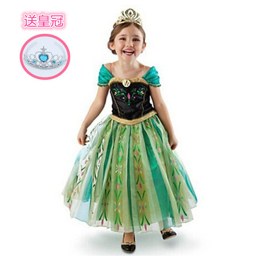 할로윈 어린이 Anna 공연 의상 Romance cos Aisha Ice and Snow Princess dress costume ball costume