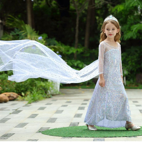 겨울 왕국 2 Aisha Princess Dress 화이트 Aisha Dress Girls Dress Summer Children s New 년식 Aisha Dress