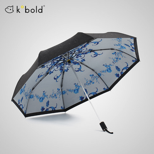 독일 kobold 태양 우산 더블 레이어 태양 보호 및 자외선 차단 비와 태양 이중 사용 접는 우산 파란색과 흰색 도자기 여성