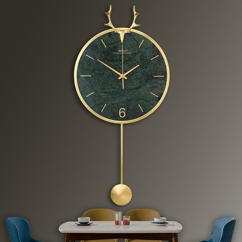 북유럽 라이트 럭셔리 시계 벽시계 거실 홈 패션 현대 간단한 분위기 그물 레드 벽 시계 무료 천공 구리 시계