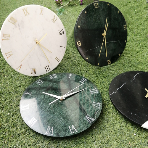 MANIEGOU 시계 북유럽 벽시계 원형 시계 대리석 벽시계 장식품 거실 벽걸이 시계 음소거 배경 벽