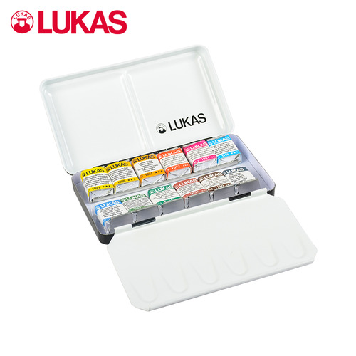 Lucas LUKAS 독일 수입 마스터 급 고체 수채화 주석 상자 세트 독일 수입 12 색 수채화 물감