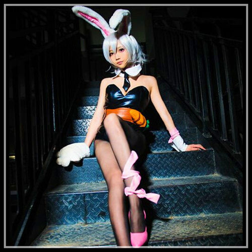 할로윈 LOL League of Legends Riven Raven Bunny Girl Cos Bunny Anime Cosplay Costume
