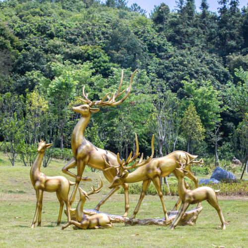 초록 sika 사슴 야외 정원 풍경 스케치 유리 섬유 강화 플라스틱 조각 시뮬레이션 동물 모델 공원 장식 장식품