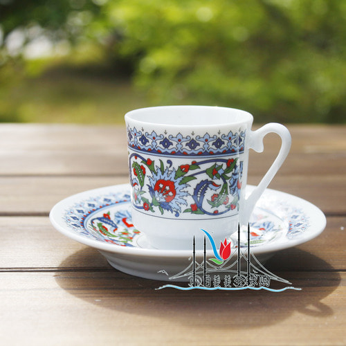 터키 커피 특수 컵 수입 세라믹 인쇄 컵 50ml 컵 접시 에스프레소 컵