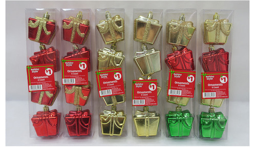 Haidi 크리스마스 트리 장식 크리스마스 플라스틱 펜던트 4 상자 선물 상자 모양 장식 펜던트 단일 상자