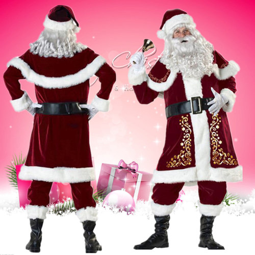 산타 클로스 의상 성인 산타 클로스 수트 남성 크리스마스 파티 드레스 의상 장식 빅 사이즈