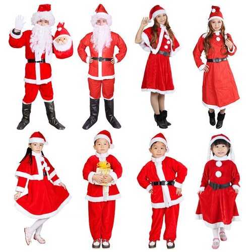 산타 클로스 의상 의류 세트 남성 성인 여성 어린이 복장 새해 파티 연례 파티 공연 도로