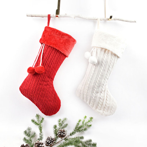 Haidi 크리스마스 장식 장면 레이아웃 펜던트 크리스마스 장식 양말 단일 빨간색과 흰색 니트 선물 가방 장식품