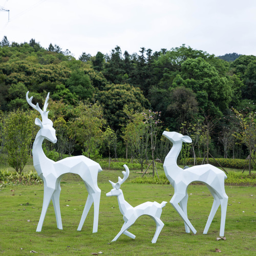 기하학적 추상 sika 사슴 장식 야외 정원 풍경 스케치 공원 유리 섬유 강화 플라스틱 조각 동물 모델 장식