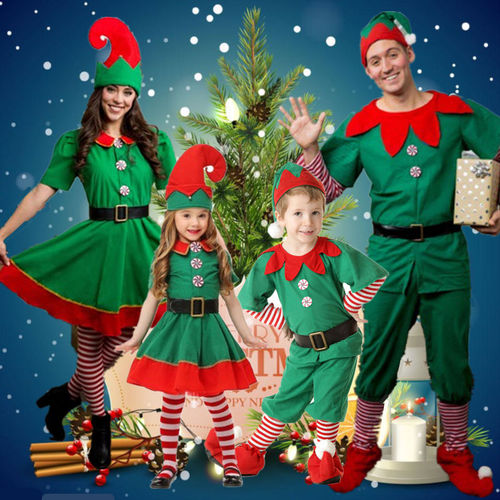 크리스마스 그린 엘프 의상 어린이 엘프 의상 코스프레 부모-자식 의상 유치원 파티 의상